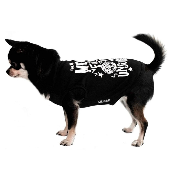 Killstar “Full Moon” Pet Vest Hoodie – Black Jersey Cotton XL w/ Graphic Print - Picture 6 of 10